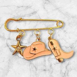 Gold Cowboy Charm Brooch